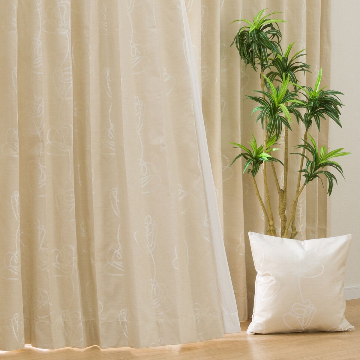 タブスタイルカーテン OD024 アイボリー(幅30-135/丈40-140cm