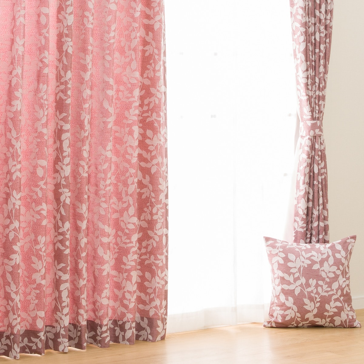 裏地付きオーダーカーテン OD003 ダークローズ 2倍ヒダ(幅-100