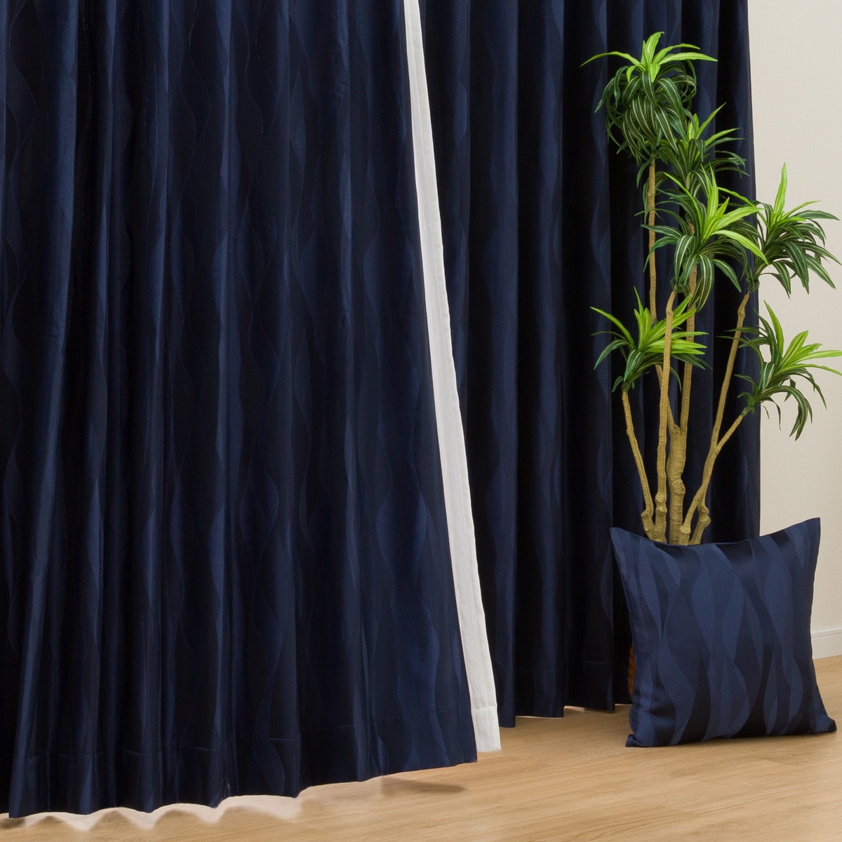 オーダーカーテン OD015 ネイビー 2倍ヒダ(幅-100/丈-140cm) | ニトリ