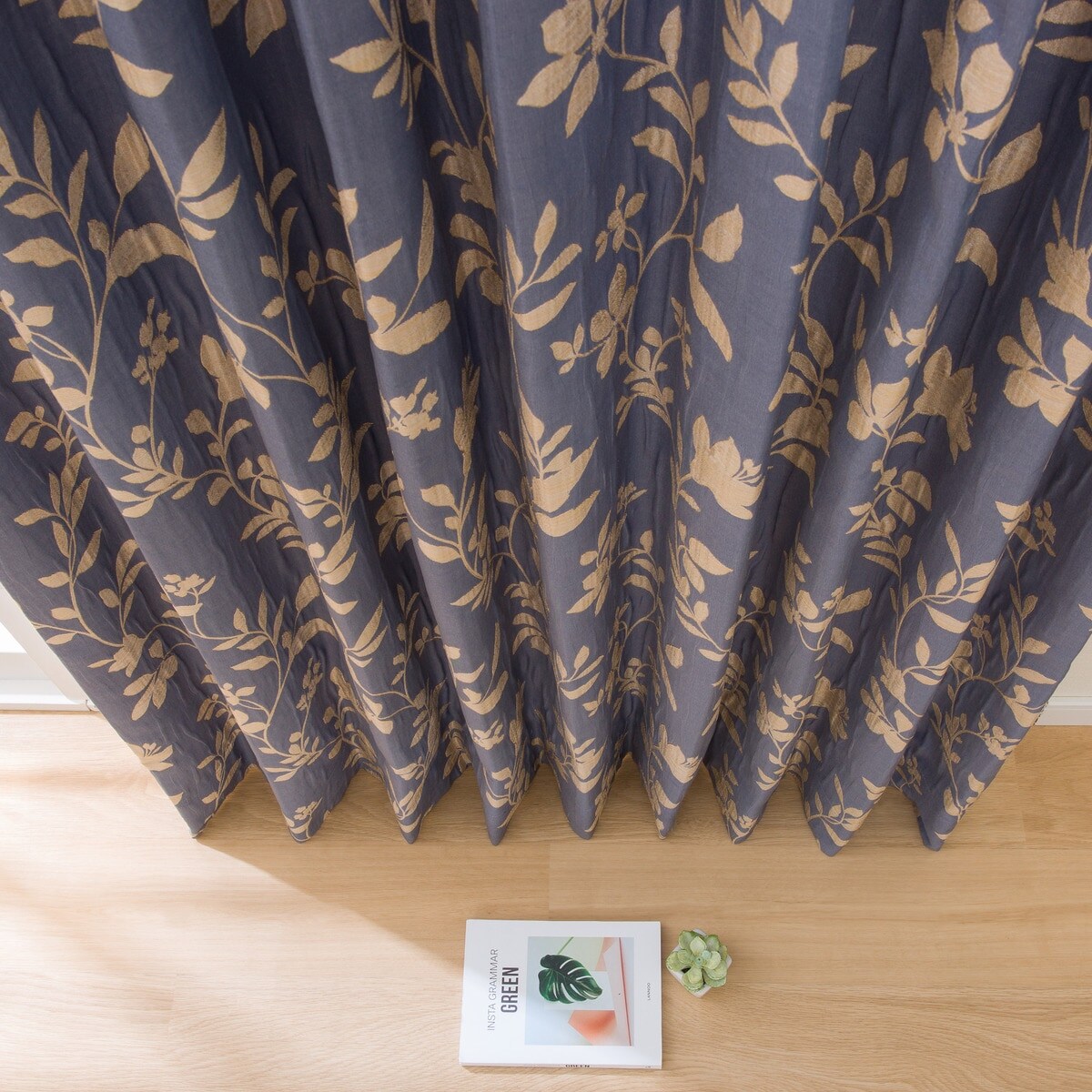 裏地付きオーダーカーテン OD033 ダークブルー 1.5倍ヒダ(幅-100/丈