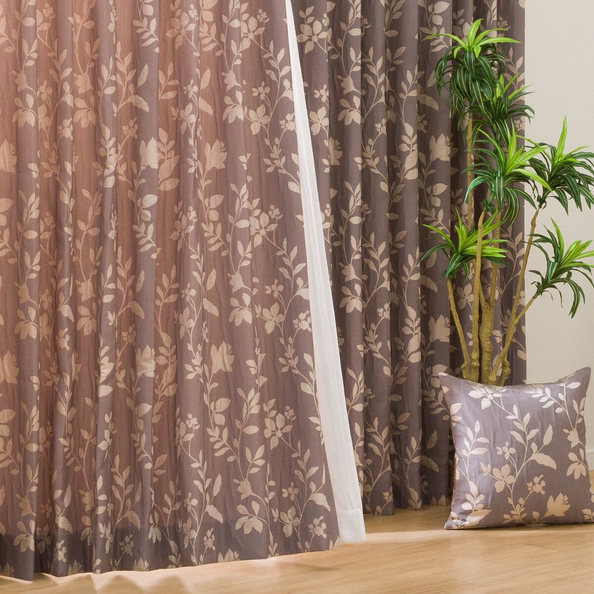 【オーダーカーテン】１１ 遮光3級・防炎オーダーカーテン ラック ライトモカ ZLS-13 2倍ヒダ(幅