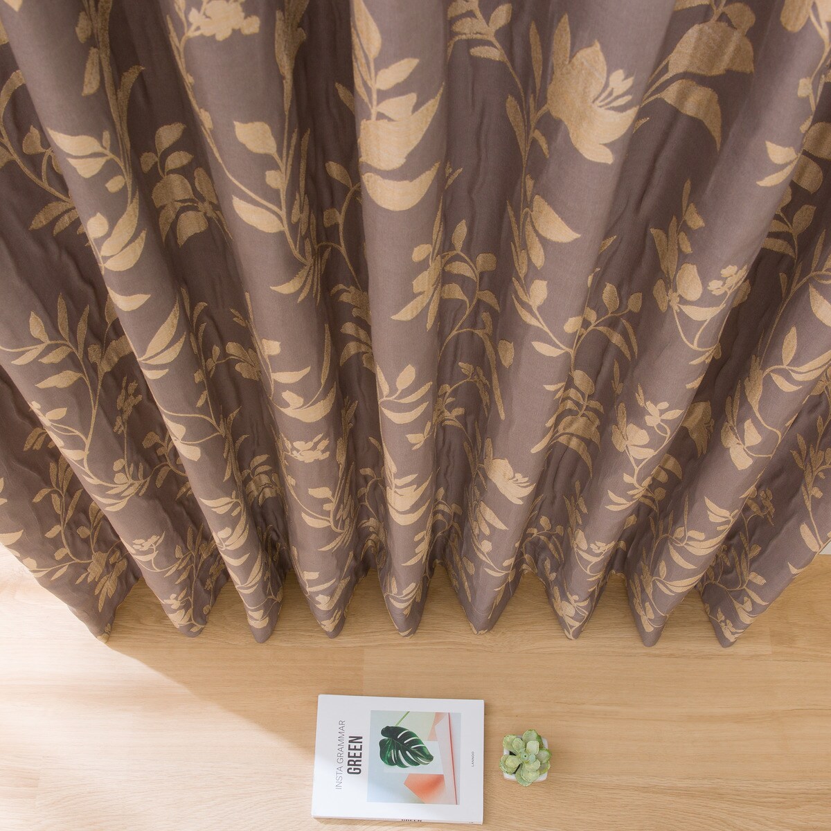 オーダーカーテン OD033 ブラウン 2倍ヒダ(幅201-300/丈201-260cm