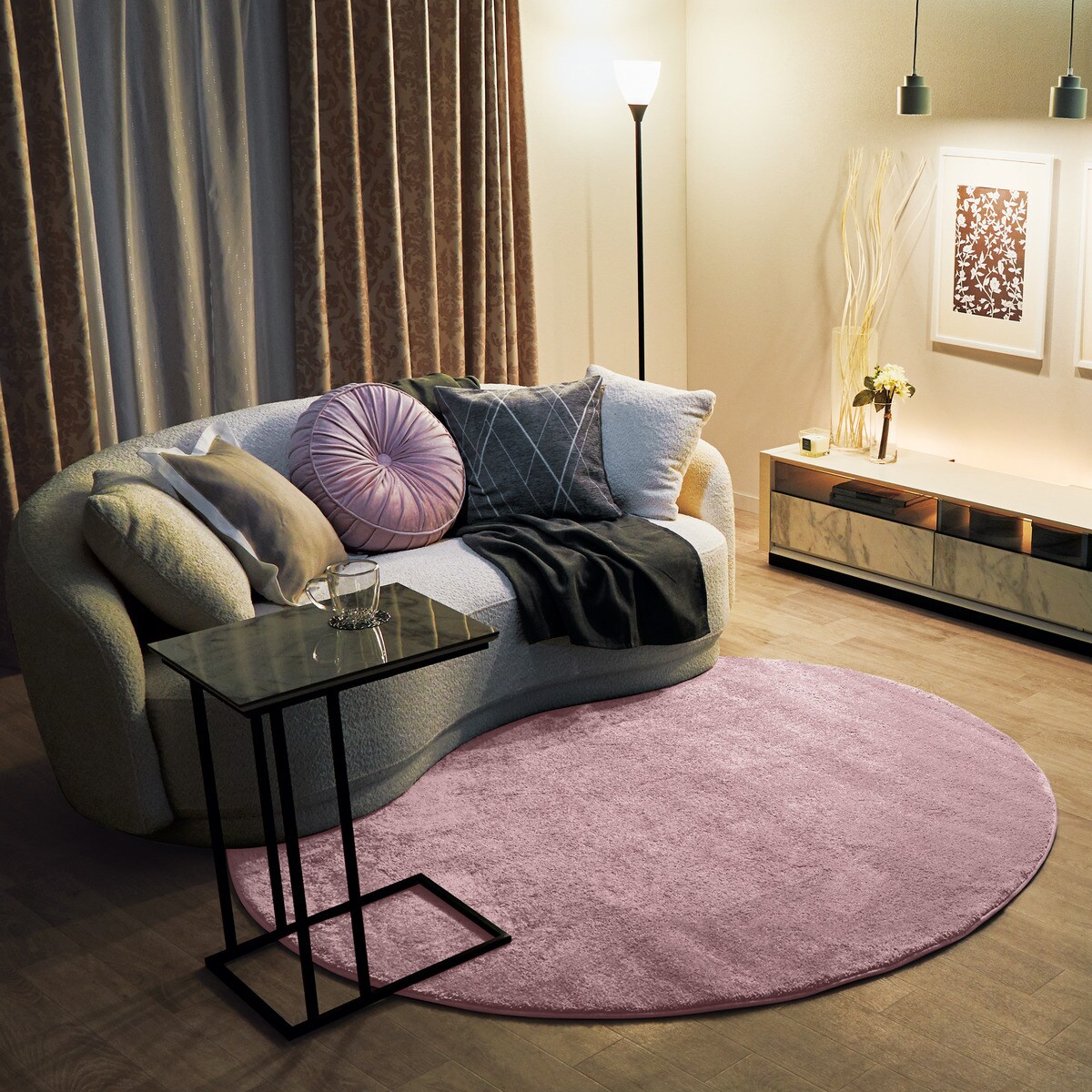 防炎裏地付きオーダーカーテン OD034 ローズ 2倍ヒダ(幅-100/丈-140cm