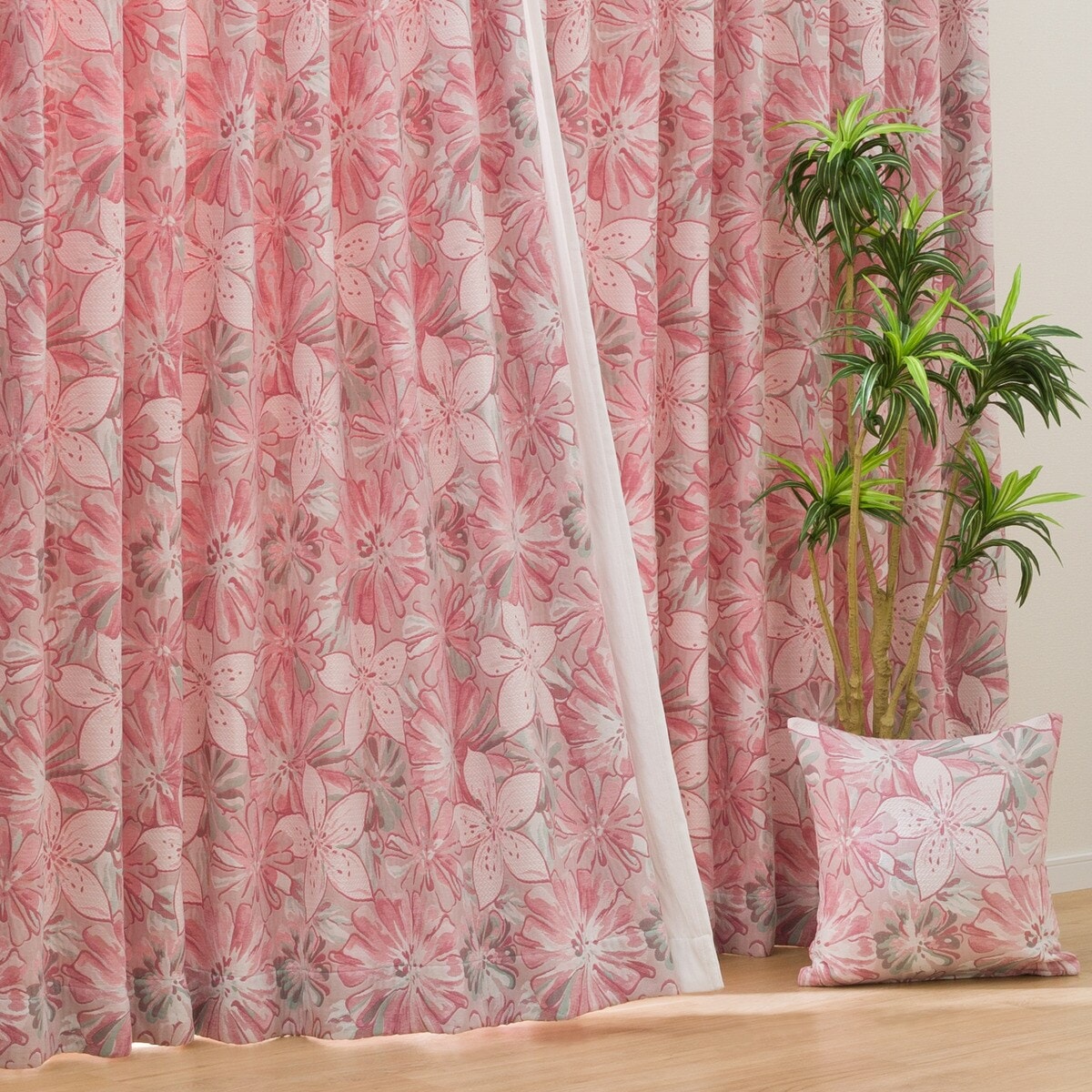 オーダーカーテン エルゴ2 ローズ 2倍ヒダ(幅-100/丈141-200cm