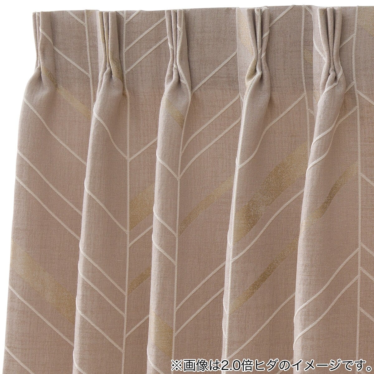 防炎オーダーカーテン OD008 ベージュ 2倍ヒダ(幅-100/丈-140cm
