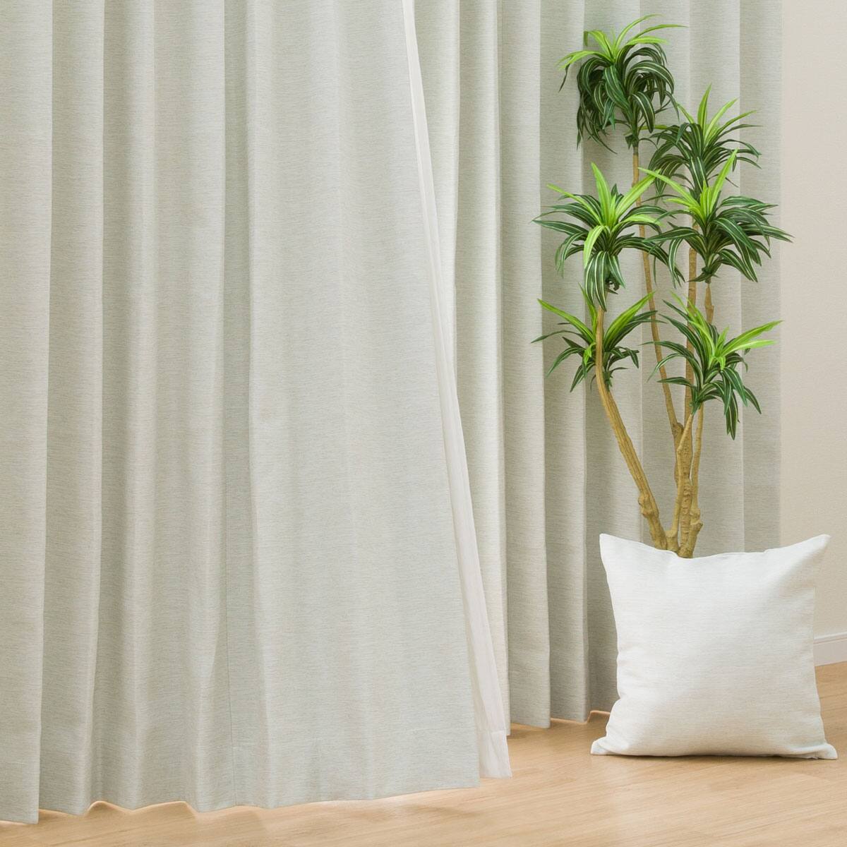 遮光2級・遮熱・防炎オーダーカーテン Sノーブル2 アイボリー フラット