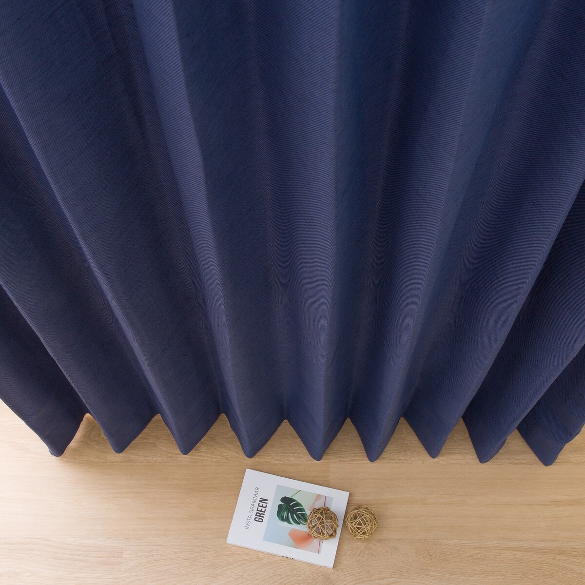 NITORI ダークブルー オーダーカーテン 裏地付きオーダーカーテン OD096 ダークブルー 2倍ヒダ(幅-100