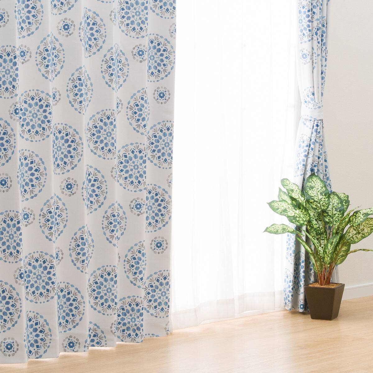 お好みサイズカーテン モザイク ブルー通販 ニトリネット 公式 家具 インテリア通販