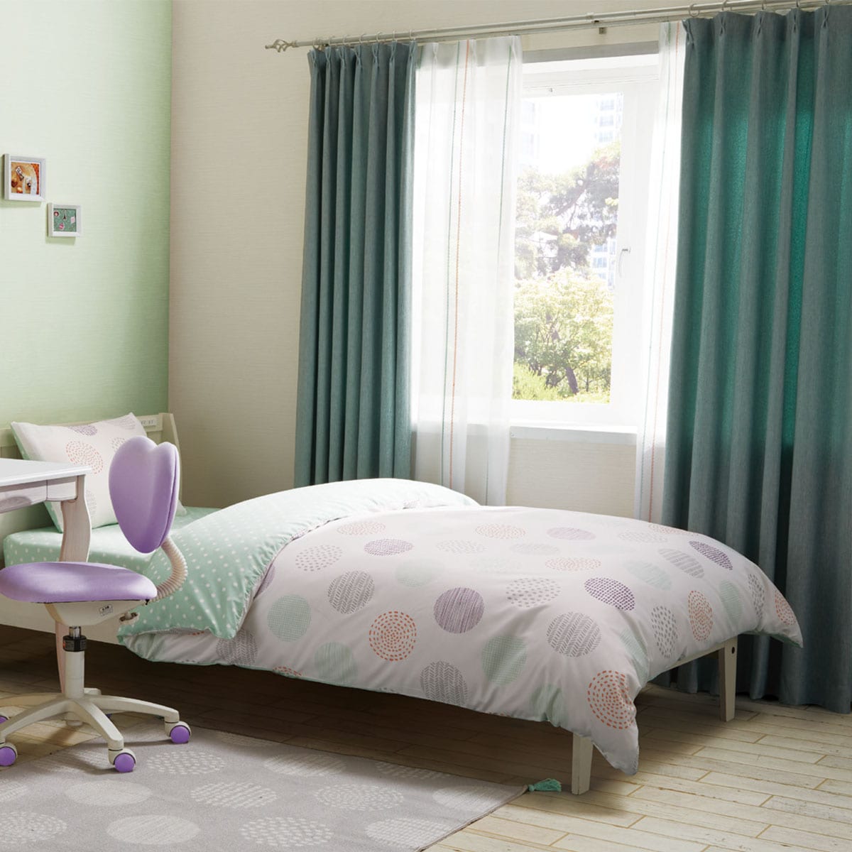 お好みサイズカーテン キャッチCキュア グリーン（幅-100/丈90