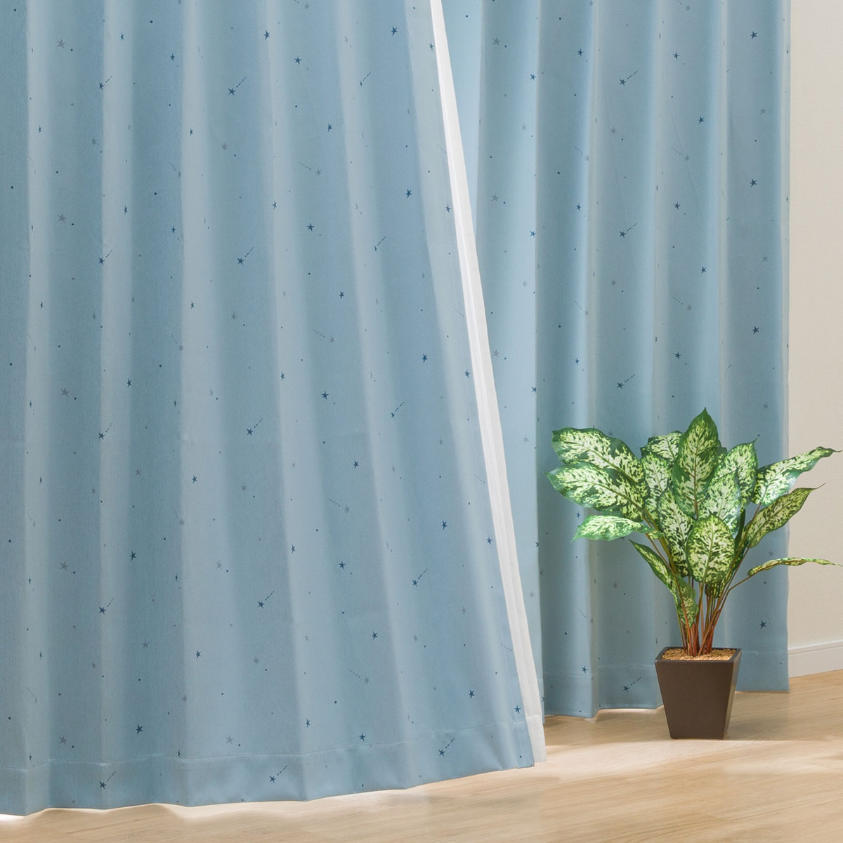 お好みサイズ遮光2級・遮熱ドレープカーテン ターコイズブルー DH94(幅