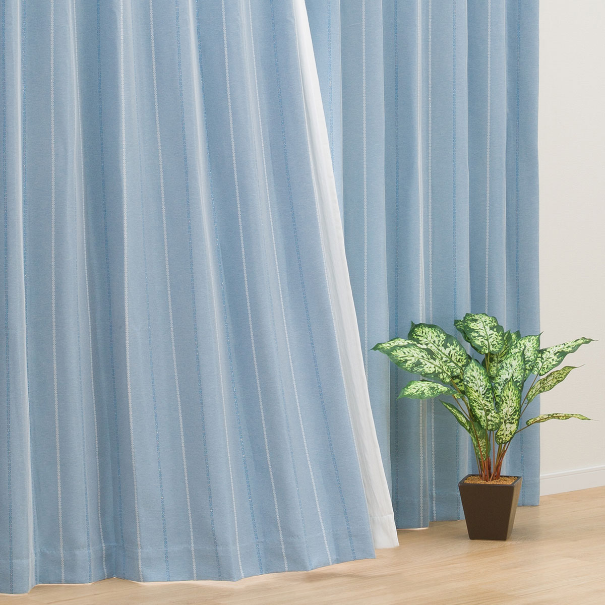 お好みサイズカーテン RD027 ブルー(幅-100/丈90-170cm)