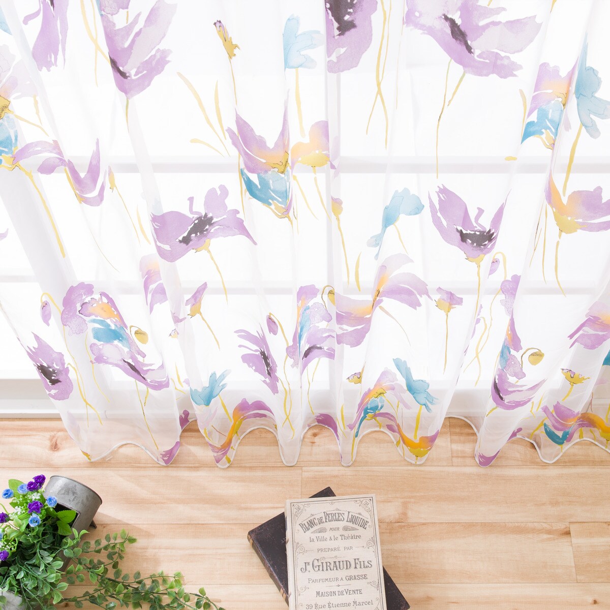 ニトリ オーダーカーテン パープル 2倍ヒダ+ レースカーテンセット