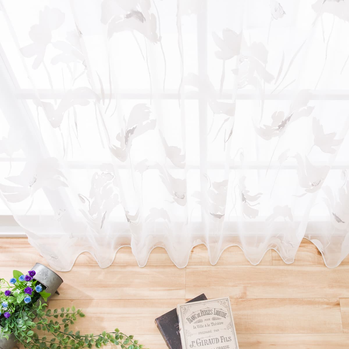 オーダーレース グローリー グレー 2倍ヒダ(幅101-200/丈-140cm