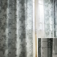 オーダーカーテン マップ グレー 2倍ヒダ