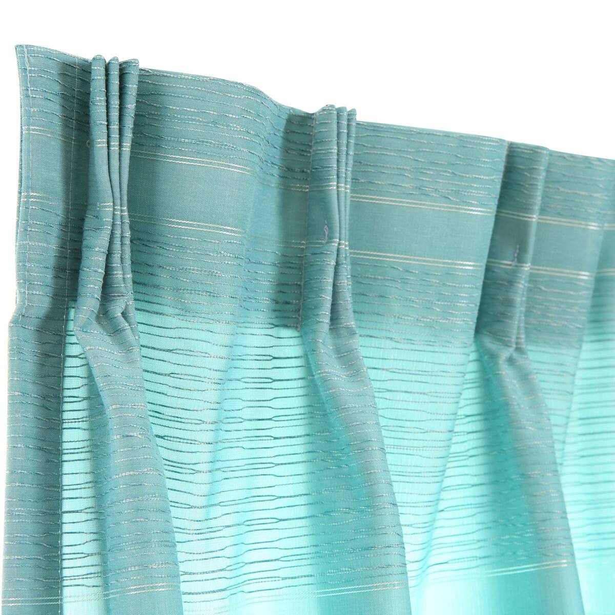 防炎裏地付きオーダーカーテン タンガニー ターコイズブルー 2倍ヒダ
