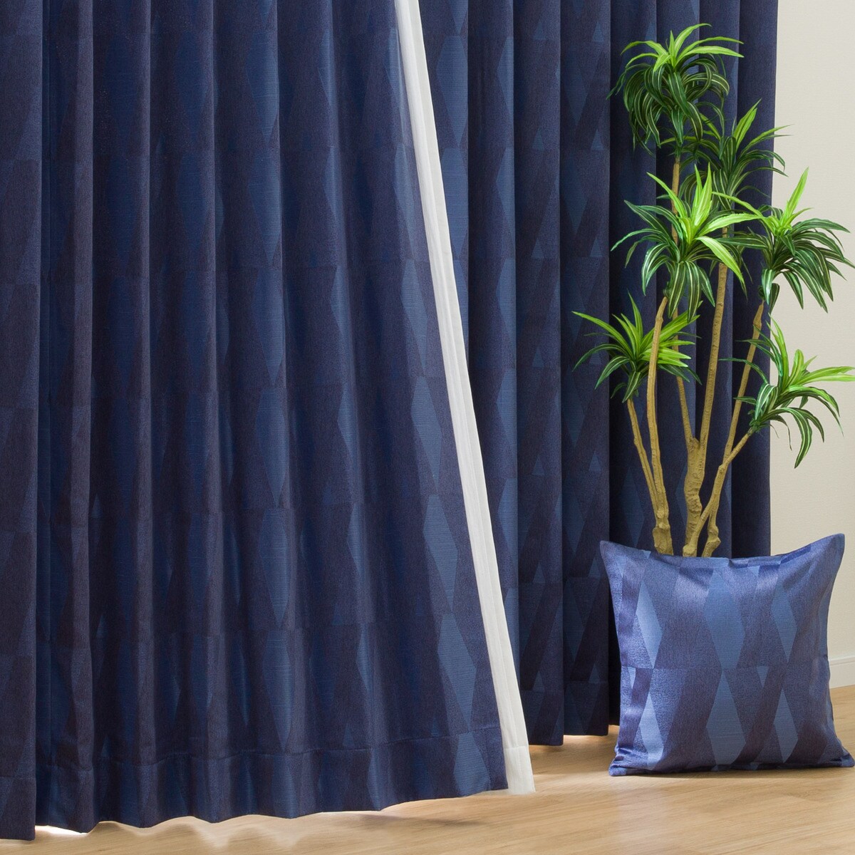 NITORI ダークブルー オーダーカーテン オーダーカーテン OD030 ダークブルー 2倍ヒダ(幅201-300/丈-140cm