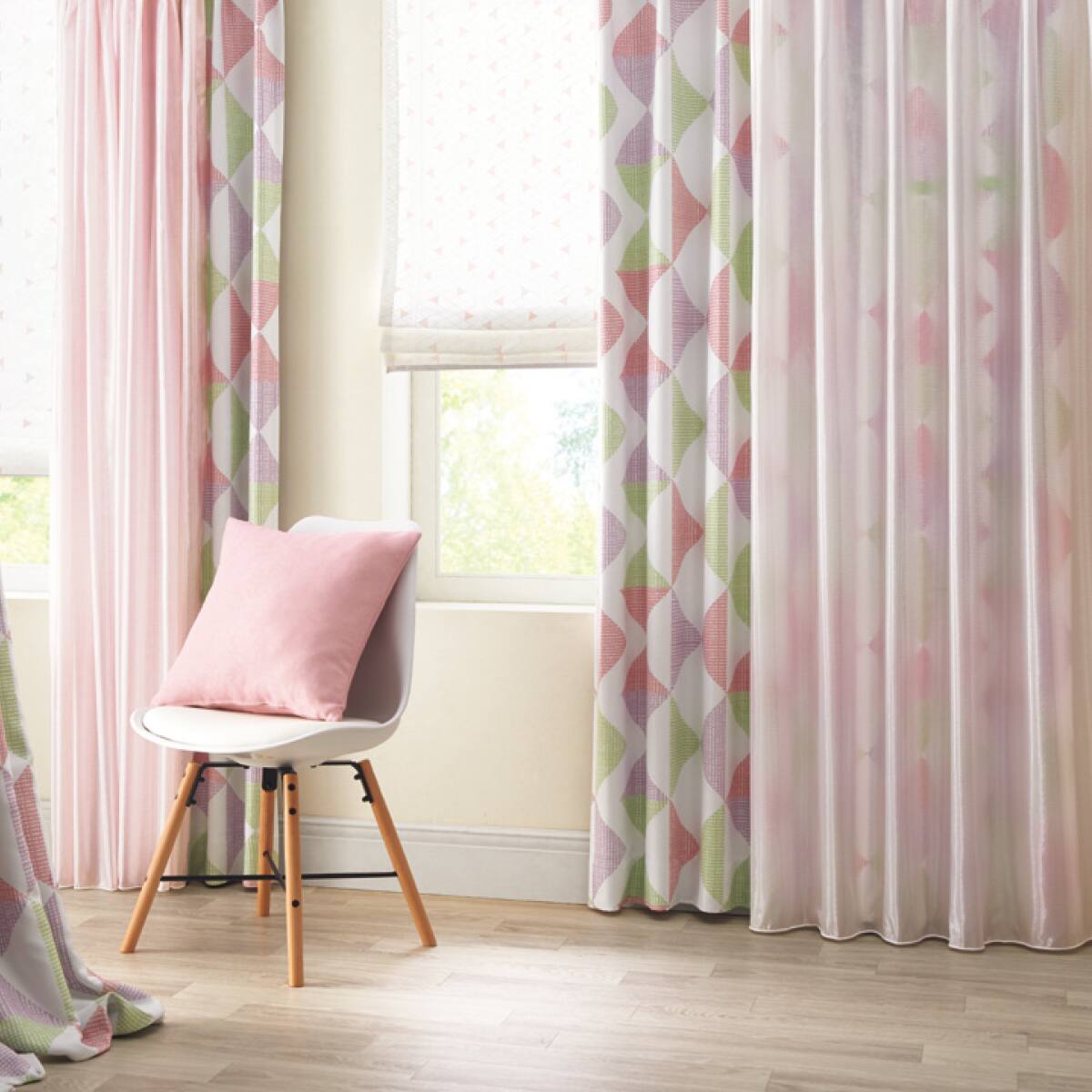 オーダーレース Nナチュレ レイ ローズ 2倍ヒダ(幅-100/丈-140cm