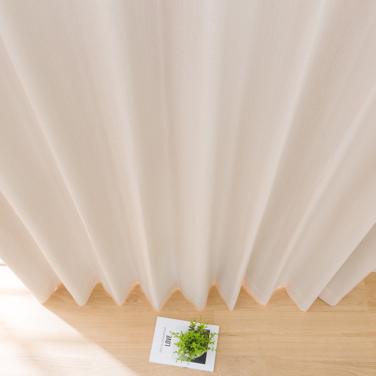 裏地付きオーダーカーテン OD006 アイボリー 2倍ヒダ(幅-100/丈141