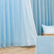 オーダーカーテン グヌー ブルー 2倍ヒダ