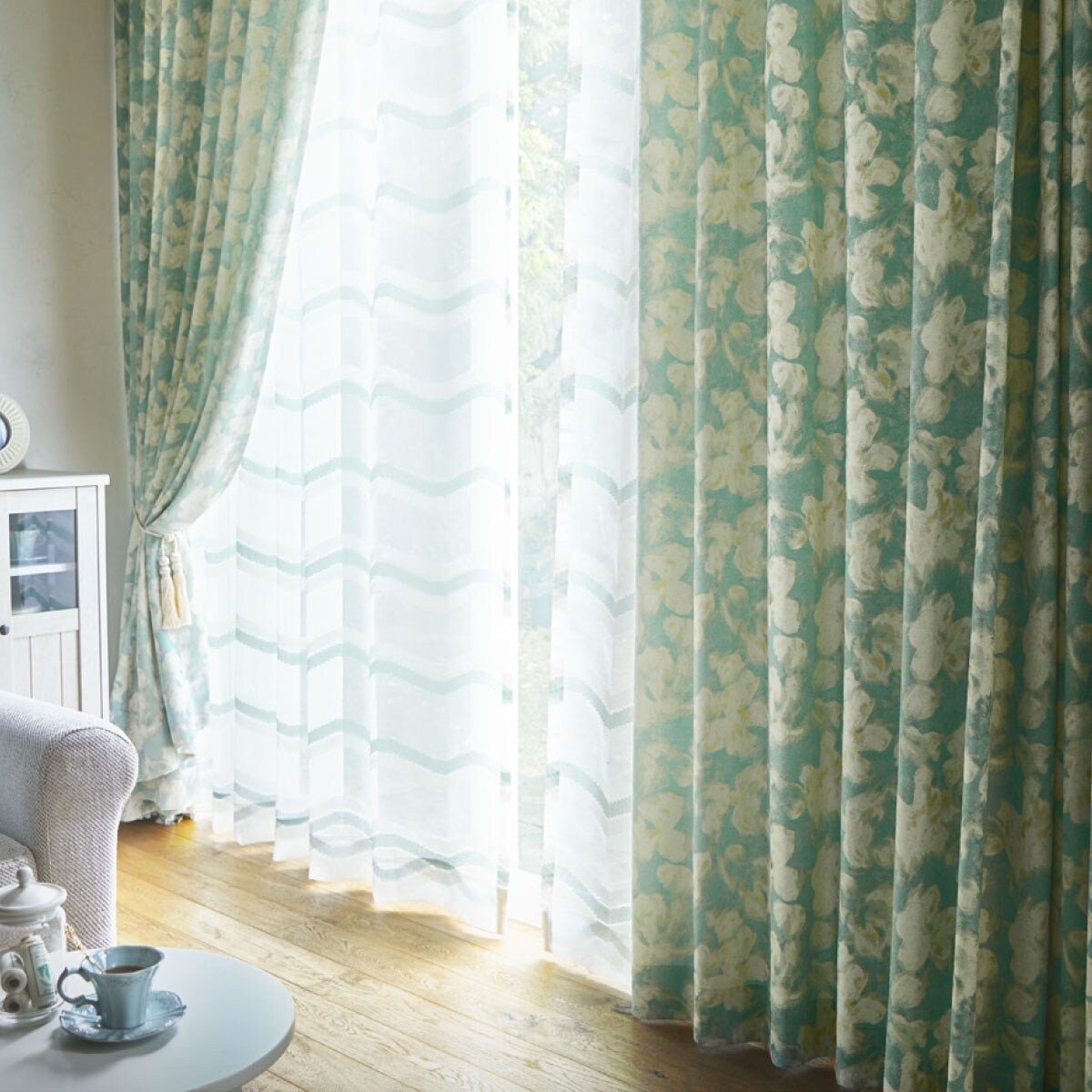 ハトメスタイルカーテン エリーア ターコイズブルー通販 ニトリネット 公式 家具 インテリア通販