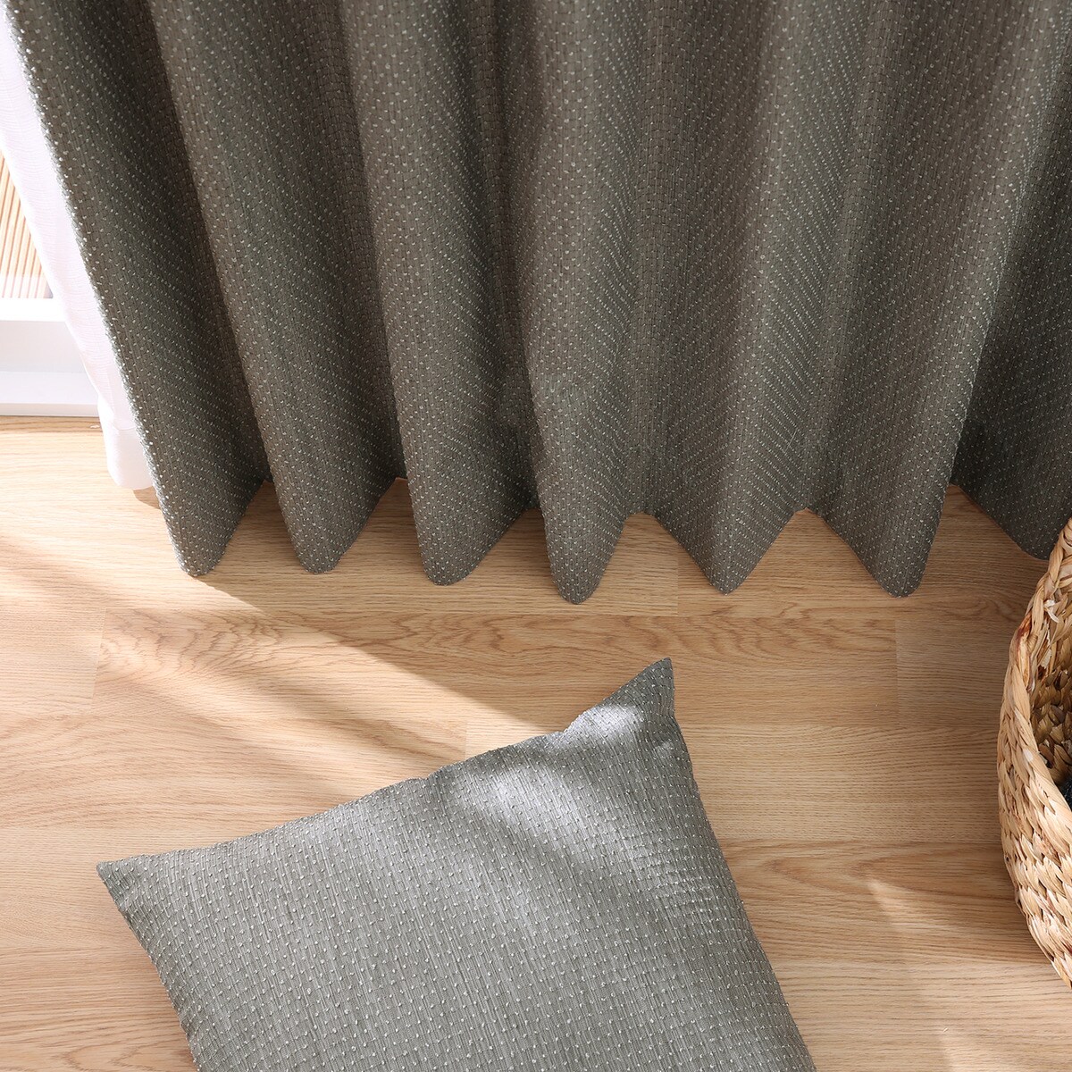 オーダーカーテン ポワード グレー 2倍ヒダ(幅-100/丈141-200cm