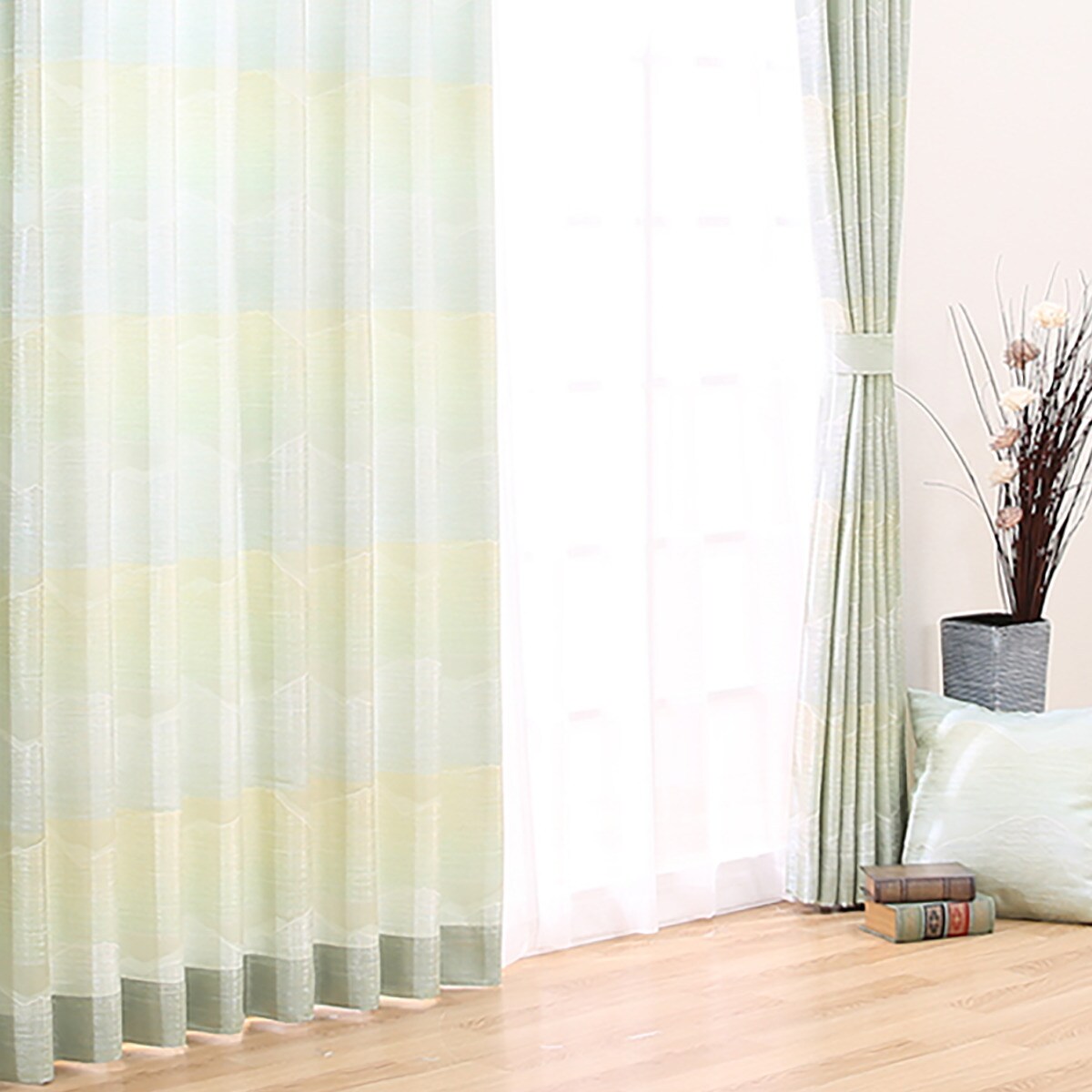 裏地付きオーダーカーテン カモメ 2倍ヒダ(幅-100/丈141-200cm