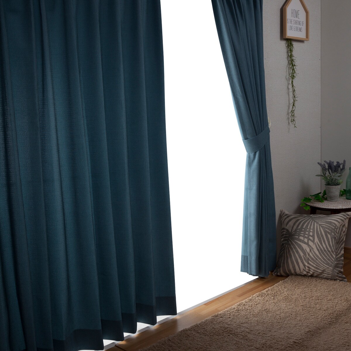 オーダーカーテン エアプラス ターコイズブルー 2倍ヒダ(幅101-200/丈