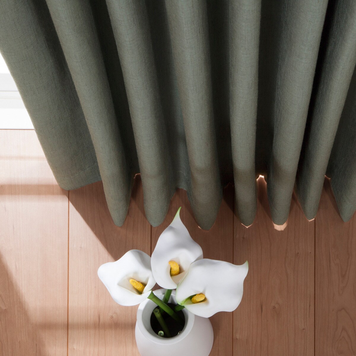 裏地付きオーダーカーテン リプス グレー 1.5倍ヒダ(幅-100/丈