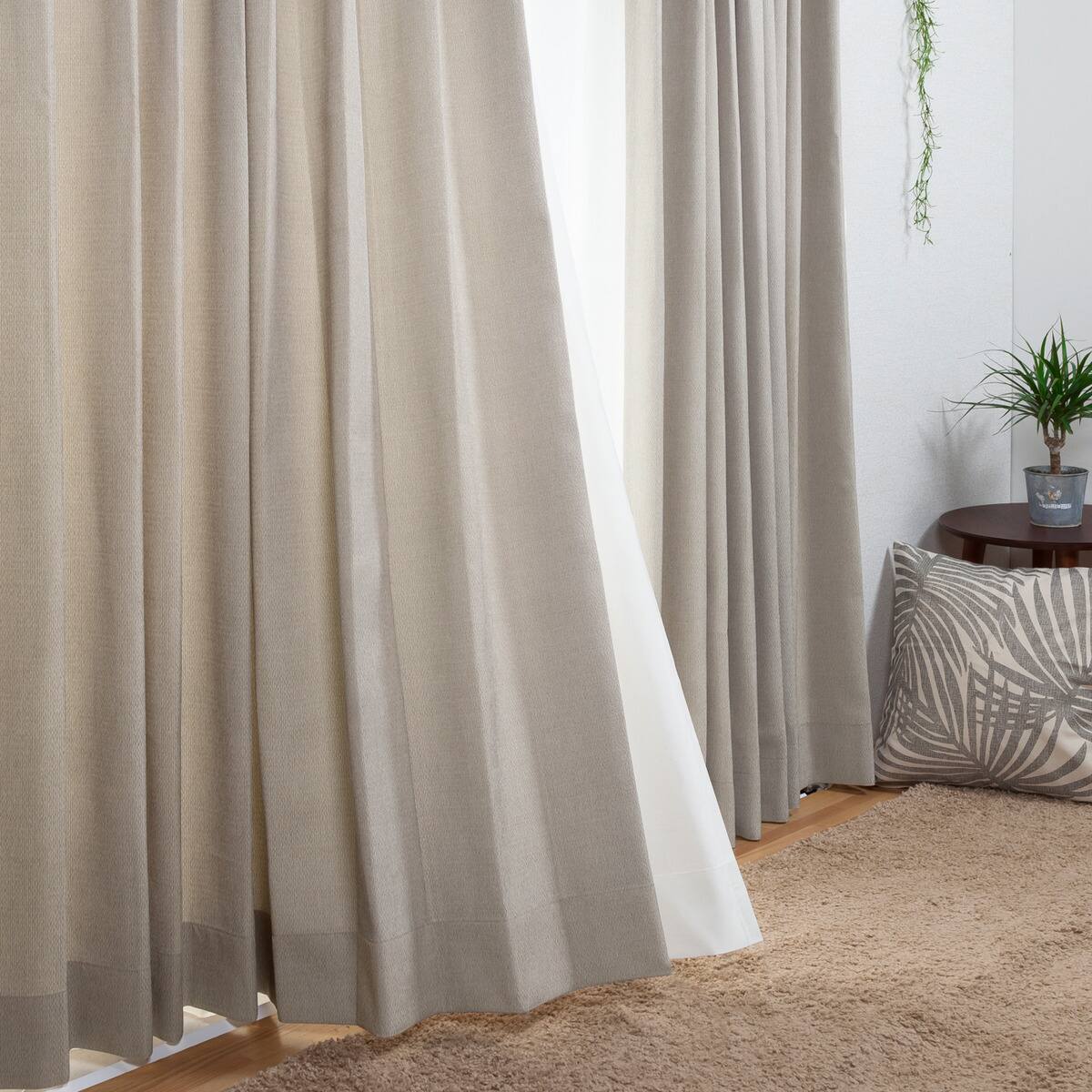 防炎・抗アレル物質裏地付きオーダーカーテン エアプラス ベージュ 2倍