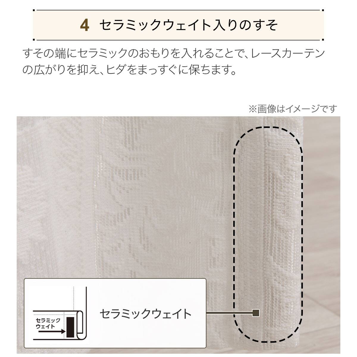 ミラーオーダーレース OL023 ホワイト 2倍ヒダ(幅-100/丈-140cm