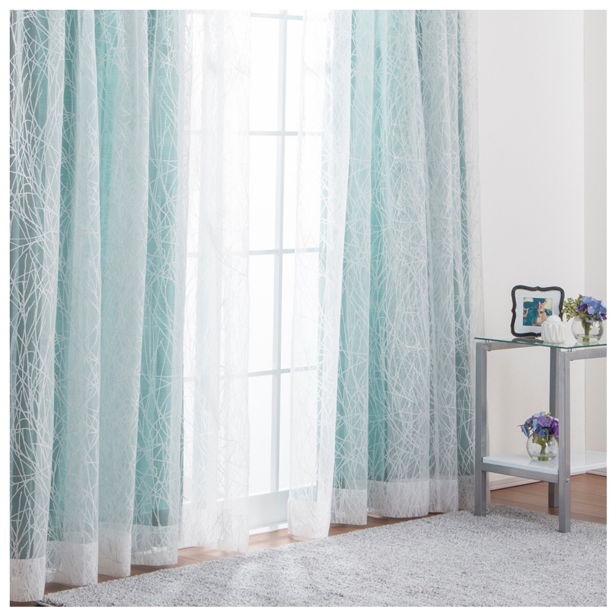 オーダーレース アサバス グレー 2倍ヒダ(幅-100/丈-140cm