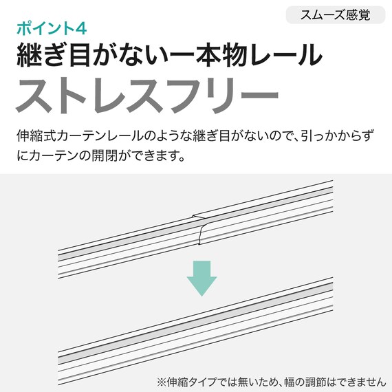 【正面付け専用】機能性カーテンレール(NTマイーブ ブカバートップⅡ Mダブル ホワイトウォッシュ 182cm) 7枚目画像