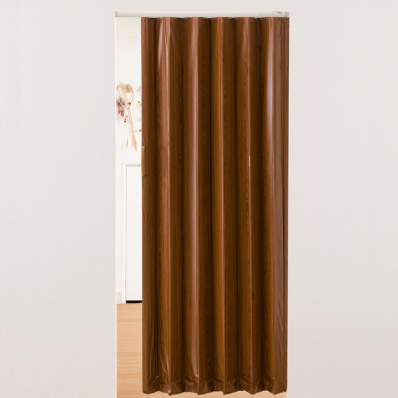 つっぱりアコーディオンドア(AD01 BR 100X174 木目調) 2枚目画像