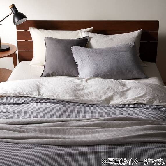 枕カバー(コットンウォッシュDGY) 5枚目画像