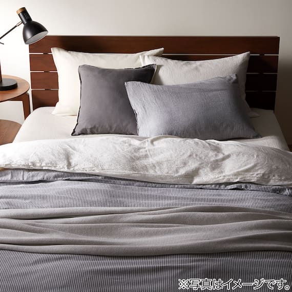 枕カバー(コットンウォッシュDGY) 5枚目画像