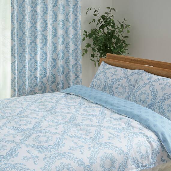 ひもなしラクラク掛け布団カバー　セミダブル(Nグリップ リース2BL SD) 2枚目画像