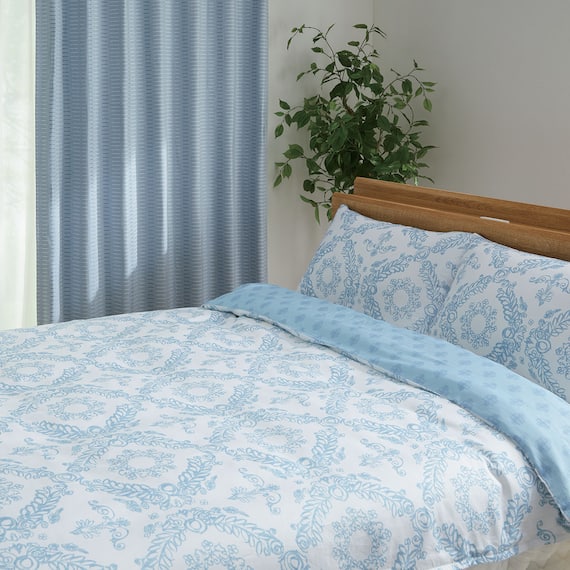 ひもなしラクラク掛け布団カバー セミダブル(Nグリップ リース2BL SD) 3枚目画像