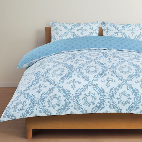 ひもなしラクラク掛け布団カバー セミダブル(Nグリップ リース2BL SD) 4枚目画像