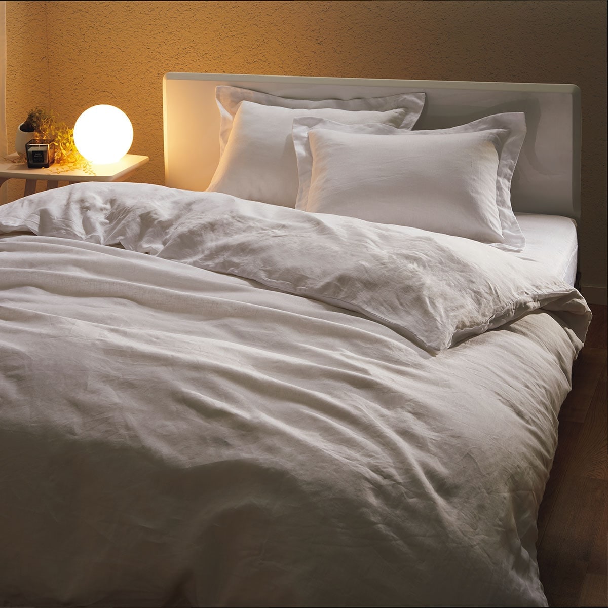 ニトリ　リネン100% ダブルサイズカバー4点セット ニトリ 布団カバー4点セット ダブル WH(掛・敷・枕カバー)ベッド