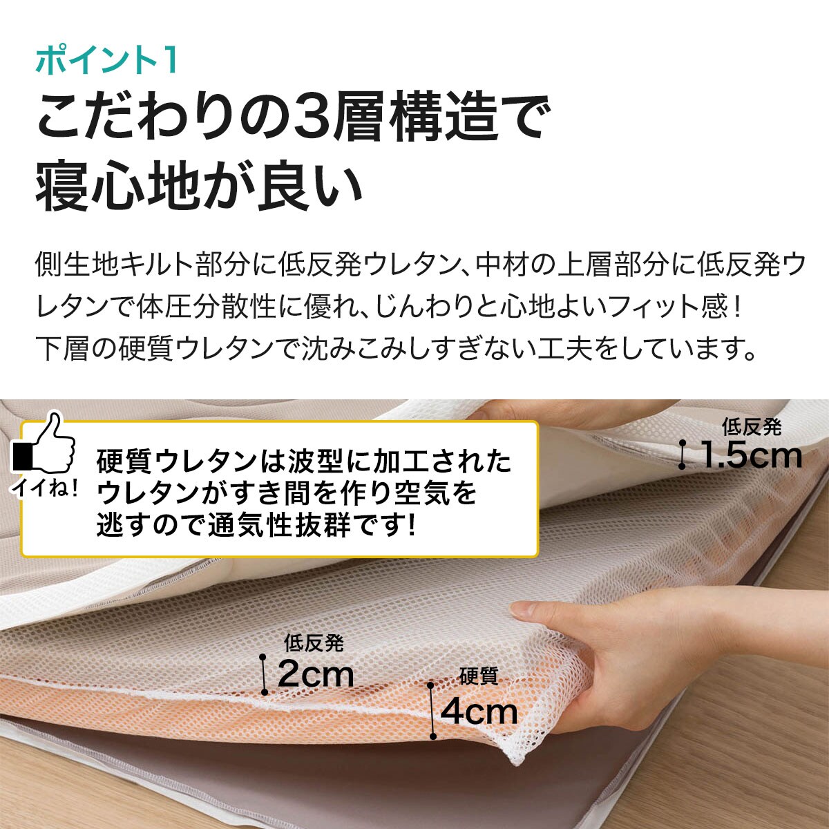 じんわりフィットする低反発 敷布団 ダブル