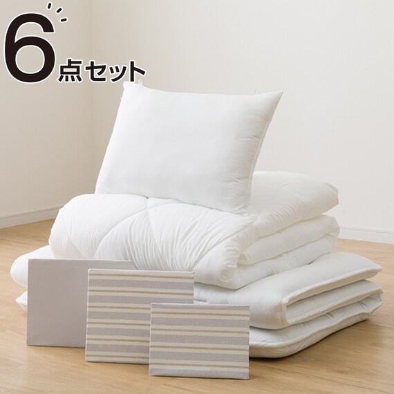 すぐに使える寝具6点セット セミダブル(BD/GY S2401 SD) 1枚目画像