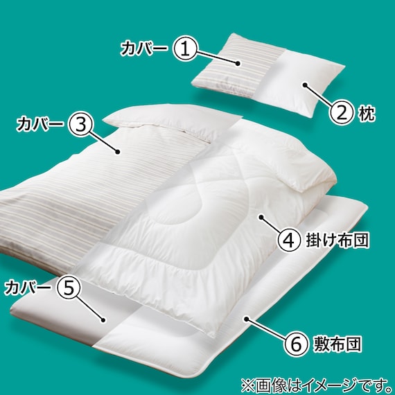 すぐに使える寝具6点セット セミダブル(BD/GY S2401 SD) 12枚目画像