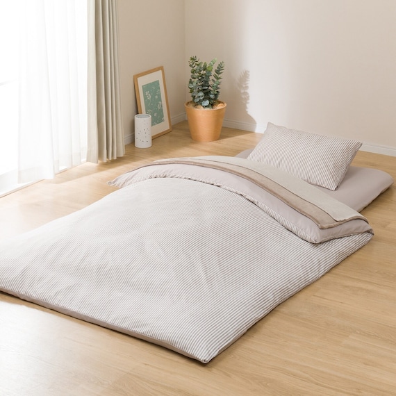 カバー付き 2枚合わせ掛け布団 布団セット 9点 (S2306 シングル ベージュ) 2枚目画像