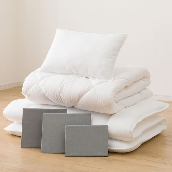 カバー付き 温度調整掛け布団 布団セット 6点 (S2305 セミダブル グレー) 14枚目画像