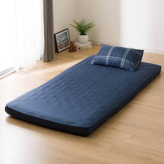 カバー付き ボリューム敷布団 布団セット 6点 (S2306 セミダブル ネイビー) 15枚目画像