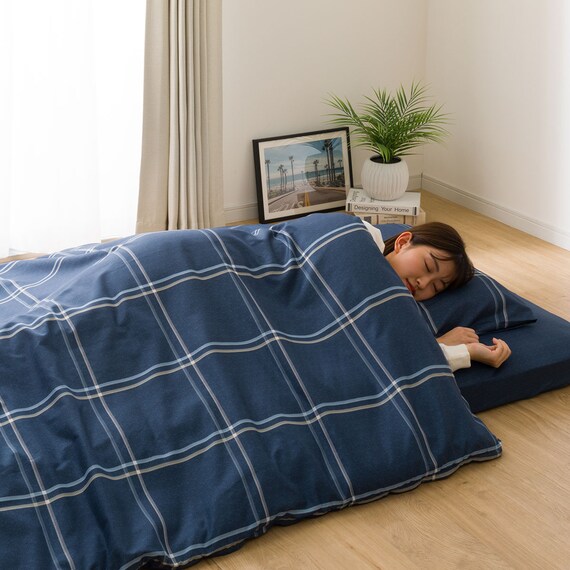 カバー付き ボリューム敷布団 布団セット 8点 (S2306 ダブル ネイビー) 4枚目画像