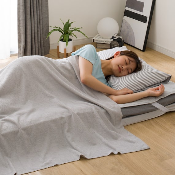 カバー付き 3つ折りマットレス付き 布団セット 11点 (S2307 セミダブル グレー) 16枚目画像