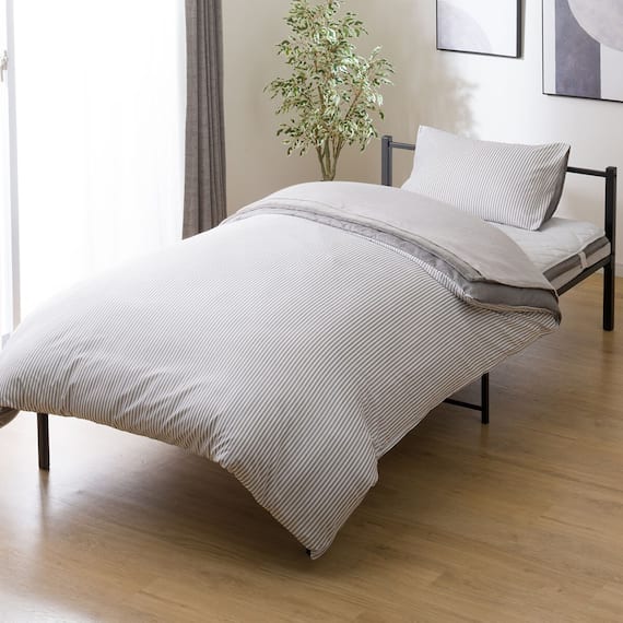 カバー付き 3つ折りマットレス付き 布団セット 11点 (S2307 セミダブル グレー) 17枚目画像