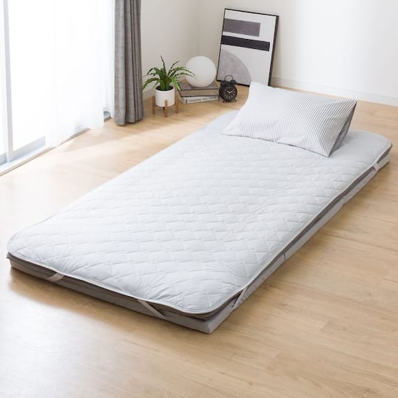 カバー付き 3つ折りマットレス付き 布団セット 11点 (S2307 セミダブル グレー) 22枚目画像