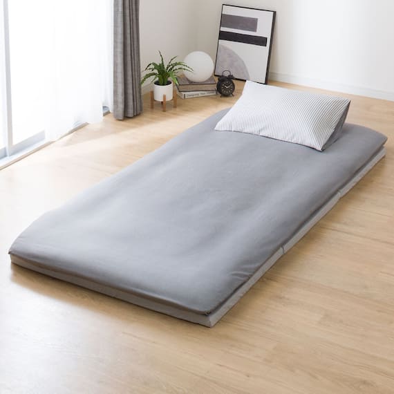 カバー付き 3つ折りマットレス付き 布団セット 11点 (S2307 セミダブル グレー) 23枚目画像